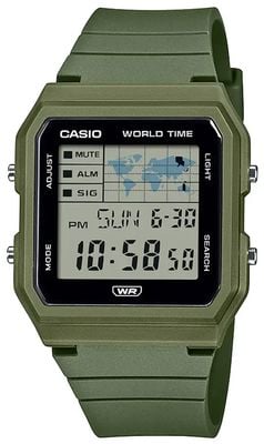 Casio World Map Multifunction (33.7mm) Digital Dial / Green Bio-Based Resin Strap LF-30W-3AEF