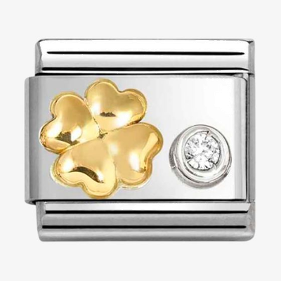 Nomination Classic Four-Leaf Clover 18ct Gold & Steel Charm 630301/03