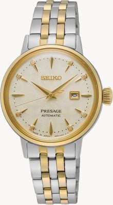 Seiko Presage Cocktail Time 'White Lady' Diamond Twist (30.3mm) Champagne Dial / Stainless Steel Bracelet Watch SRE010J1