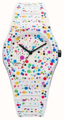D1 Milano Polycarbon Dot 02 (37mm) Matte White Dot Dial / White Polycarbonate Dot Strap PCBU12