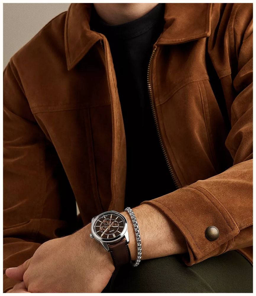 Fossil Multifunction Brown Leather Watch and Bracelet Gift FS6226SET - alternate view 7