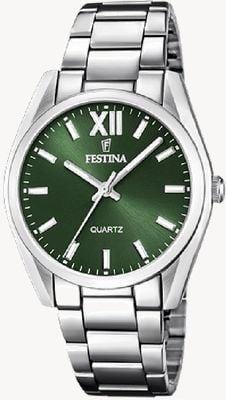 Festina Acero Clasico (36.8mm) Green Dial / Stainless Steel Bracelet F20622/4