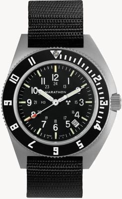 Marathon SSNAV-D Steel Navigator Date Quartz (41mm) Black Dial / Black Ballistic Nylon Strap WW194013SS-0101