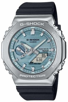 Casio G-Shock Metal Covered 2100 (44.4mm) Sky Blue Dial / Black Bio-Based Resin Strap GBM-2100A-1A2ER