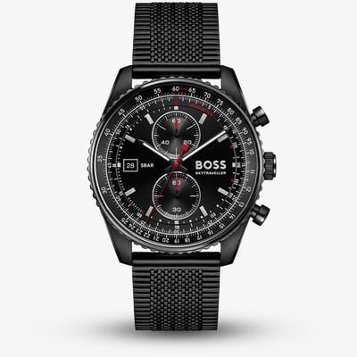 BOSS Skytraveller Pro Chronograph Black Mesh Watch 1514348
