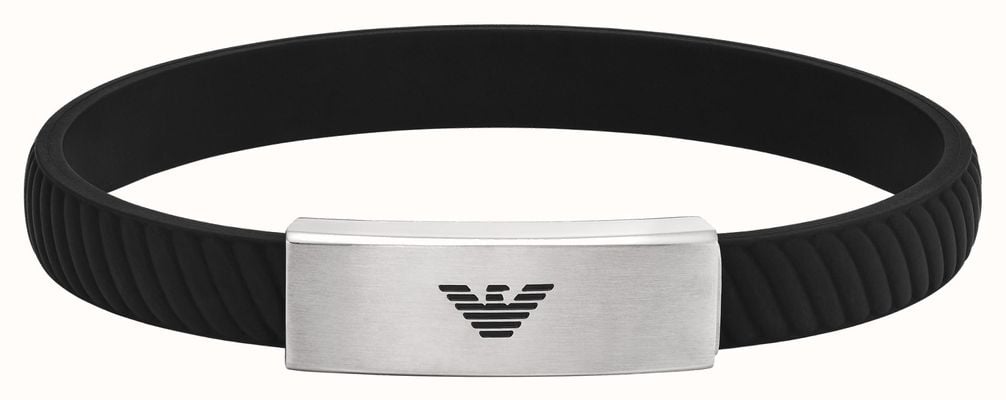 Emporio Armani Men's Black Silicone Stainless Steel Bracelet EGS2996040