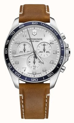 Victorinox Fieldforce Chronograph (42mm) Silver Dial / Brown Leather Strap 241900