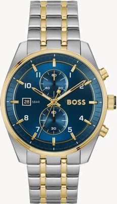 BOSS SkyTraveller Chronograph (44mm) Blue Dial / Two-Tone Stainless Steel Bracelet 1514247