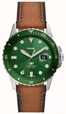 Fossil Mens  Tan Leather Strap Green Dial FS5946