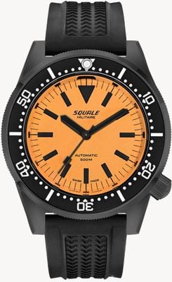 Squale 1521 Automatic DLC (42mm) Full Luminous Orange Dial / Black Rubber Strap Watch 1521DLCFOR.VO