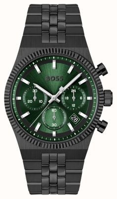 BOSS CANDOR PRIME Quartz Chronograph (41mm) Green Dial / Black PVD Stainless Steel Bracelet 1514308