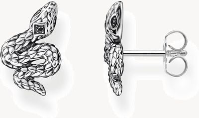 Thomas Sabo Rebel Snake | Sterling Silver | Black Zirconia | Snake Stud Earrings H2261-643-11