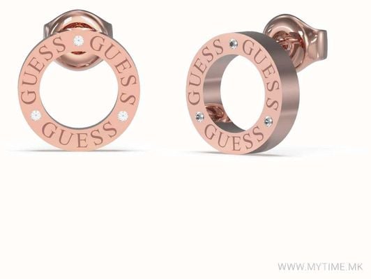 Guess Ladies Rose Gold Plated Circle Lights Earrings JUBE03173JWRGT/U