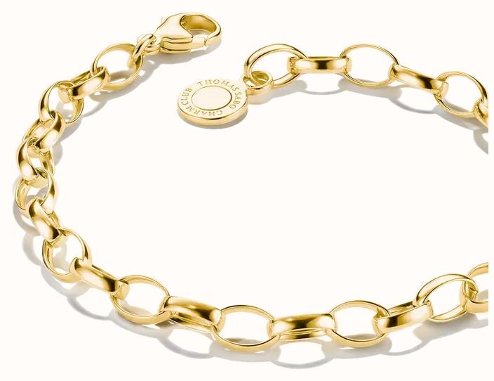 Thomas Sabo THOMAS SABO Charm Club Original Yellow Gold Tone Plated Oval Link Charm Bracelet X0031-S02-39-L17 - alternate view 2