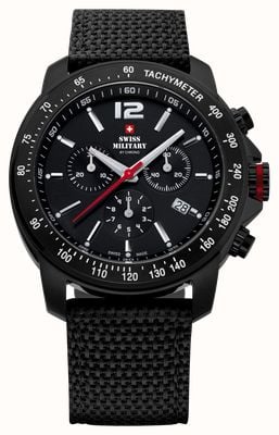 Swiss Military by Chrono Men's Army-Style Chronograph (42mm) Black Dial / Black Nylon Strap SM34033.06