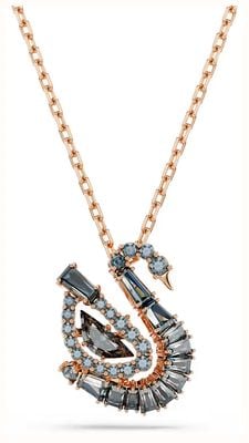 Swarovski Swan pendant, Mixed cuts, Swan, Black, 18K rose gold finish 5764882