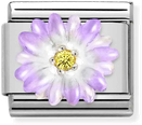 Nomination Classic Violet Flower Link Steel, Sterling Silver And Enamel 330321/03