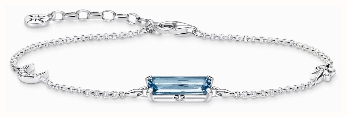 Thomas Sabo Aquamarine-Coloured Stone With Moon And Star Sterling Silver Bracelet A1958-644-1