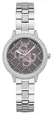 Guess G LACE Crystal (34mm) Quattro 'G' Logo Grey Dial / Stainless Steel Bracelet GW0944L1