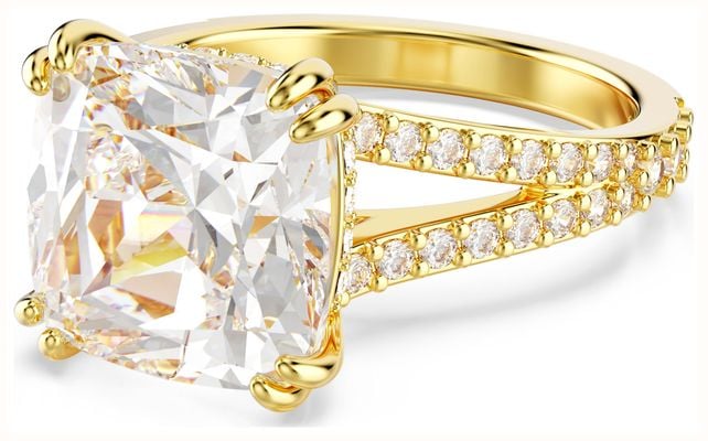 Swarovski Stilla Cocktail Ring White Crystals Gold-Tone Plated Size 55 5693501