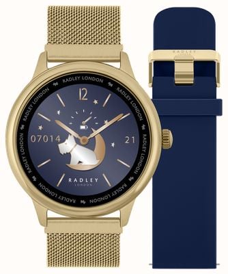Radley Series 19 (42mm) Smart Calling Watch Interchangeable Gold Mesh And Blue Silicone Strap Set RYS19-4014-SET