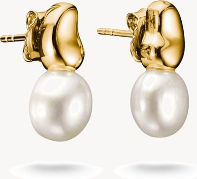 Thomas Sabo Gold-plated Ear Studs With Freshwater Pearls Natural Beauty H2320-430-14