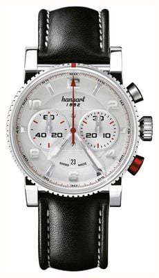 Hanhart PRIMUS Racer Automatic Chronograph (44mm) Silver Dial / Black Leather Strap - M 741.220-0020