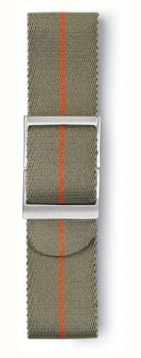 Elliot Brown 22mm Grey-Green with Orange Pinstripe Webbing Strap / Bead Blast Buckle - STRAP ONLY STR-N09S