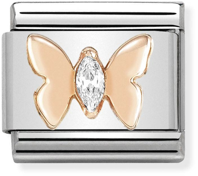 Nomination Classic Butterfly 9ct Rose Gold & Steel Charm 430305/19