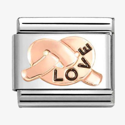Nomination Classic Love Knot 9ct Rose Gold & Steel Enamel Charm 430202/35