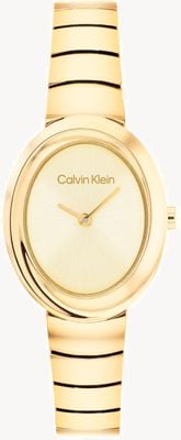 Calvin Klein TWISTED BEZEL Two-Hand Quartz (24mm) Gold Dial / Gold PVD Stainless Steel Bracelet 25100147