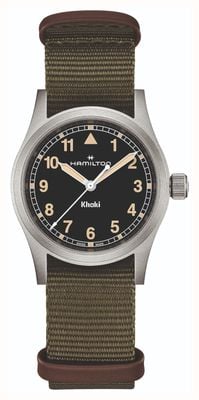 Hamilton Khaki Field Quartz (33mm) Black Dial / Green Textile Strap H69301930