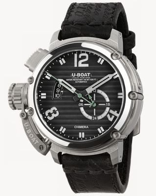 U-Boat Chimera SS Nero Limited Edition (46mm) Striped Black Dial / Aged Black Leather Strap 9605