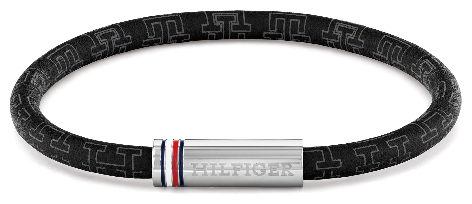 Tommy Hilfiger 2790704 Printed Cord Black Leather Bracelet Jewellery