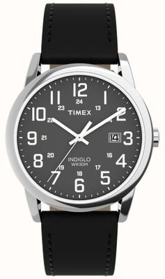 Timex Easy Reader (38mm) Black Dial / Black Leather Strap TW2Y12800