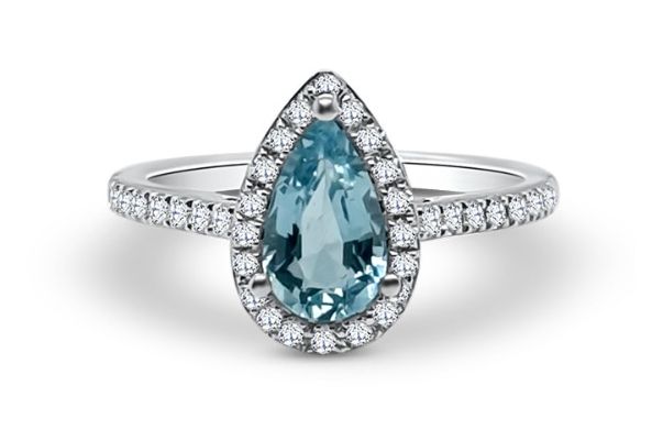 Bass Jewellery J91763 Platinum Pear Shape Aquamarine and