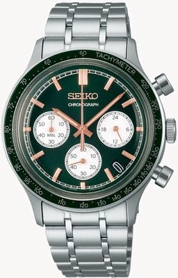 Seiko Racing Sports Chronograph (38.7mm) Green Dial / Stainless Steel Bracelet SSB481P1