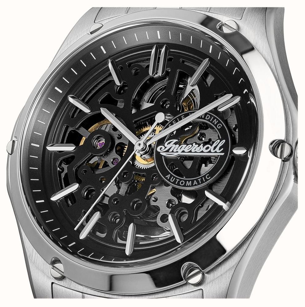 Ingersoll THE WHISTLE Automatic (43mm) Black Skeleton Dial / Stainless Steel Bracelet I18201 - alternate view 2