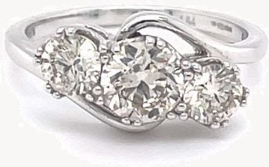 18ct White Gold 1.60ct 3 Stone Twist JM6787