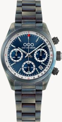 Out Of Order Sporty Cronografo Quartz (40mm) Blue Sunray Dial / Aged Stainless Steel Bracelet Watch OOO.001-23.BL.AC