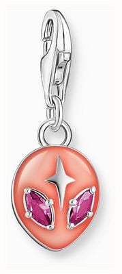 Thomas Sabo Alien Charm Pendant with Red Cold Enamel and Red Crystals Sterling Silver 2052-042-10