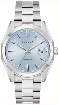 Bulova Surveyor Automatic (39mm) Light Blue Sunburst Dial / Stainless Steel Bracelet 96B469