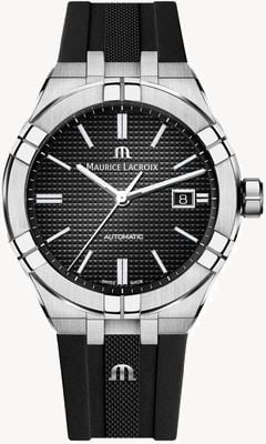 Maurice Lacroix Aikon Automatic (42mm) Black Clous de Paris Dial / Black Rubber AI6008-SS000-330-2