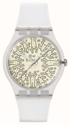 Swatch Break Free FROM THE ARCHIVE (41mm) Beige Illustrated Dial / Transparent Silicone Strap SO29Z145