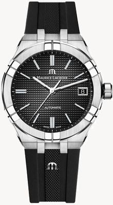 Maurice Lacroix Aikon Automatic (39mm) Black Clous de Paris Dial / Black Rubber AI6007-SS000-330-2