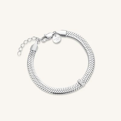 Rosefield Jewellery Large Snake Silver Bracelet With Crystals JBSCS-J1192
