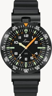 Laco Atacama Quartz UTC (46mm) Black Dial / Black Rubber Strap 862163