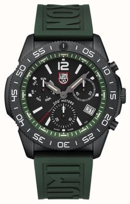 Luminox Pacific Diver Chronograph 3140 Series - Forest Green (44mm) Black Dial / Green EPDM Cut-to-fit Strap Watch XS.3147