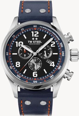 TW Steel Swiss Volante Fast Lane World Rally Championship Special (48mm) Black Dial / Blue Leather Strap SVS311