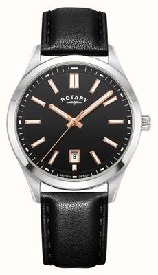 Rotary Contemporary Quartz (40mm) Black Dial / Black Leather Strap GS05520/04